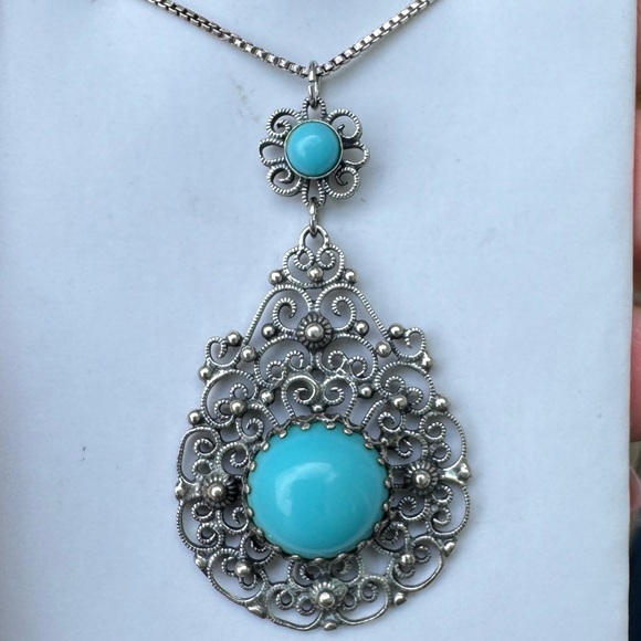 925 Sleeping Beauty Turquoise Necklace - Picture 1 of 8